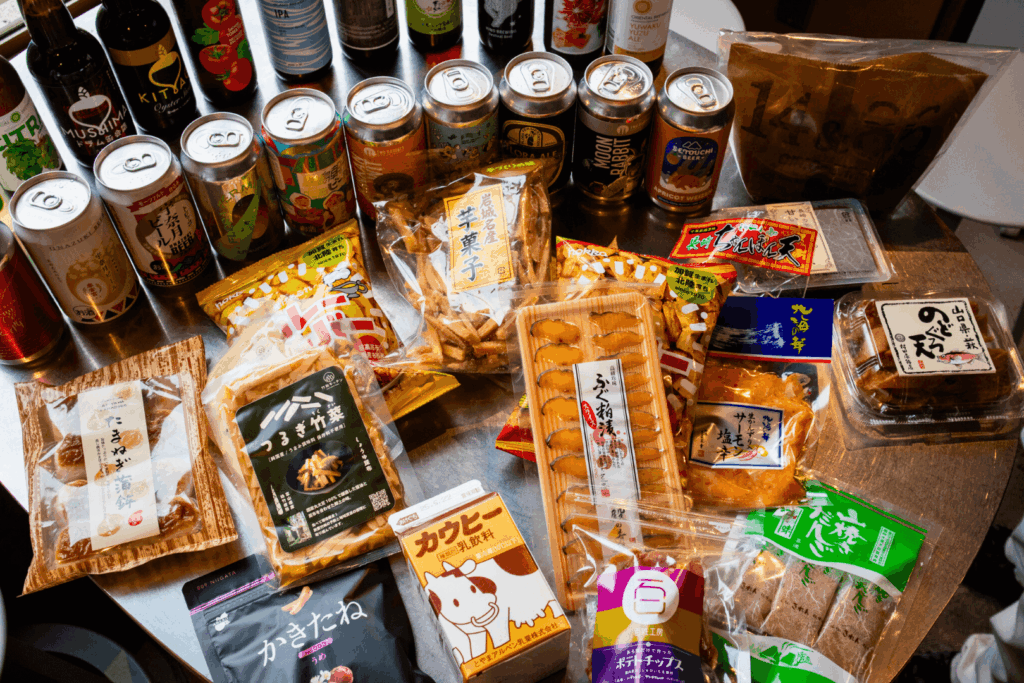 アンテナショップで購入したクラフトビールとフードをシェア